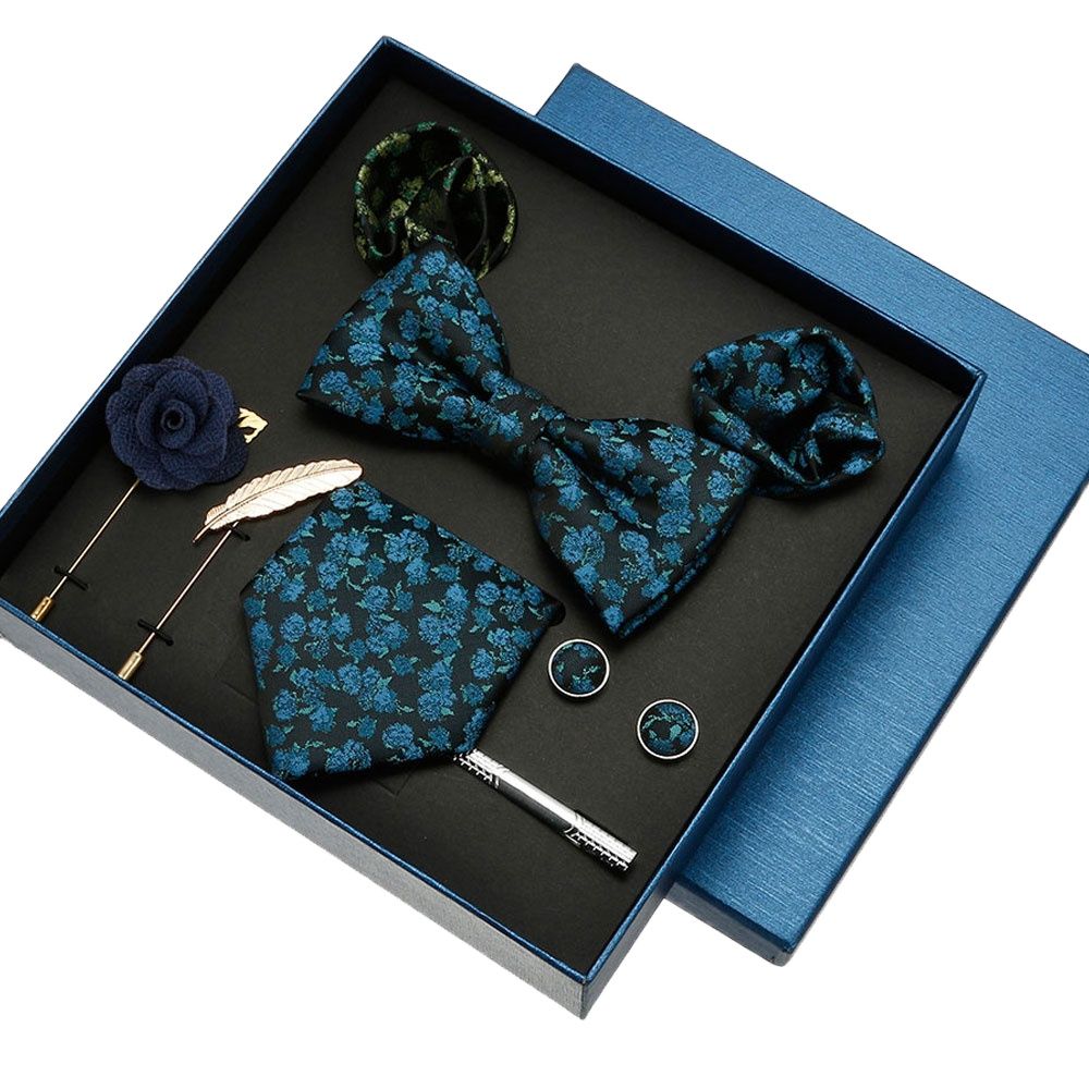 Cufflink Box Set - الفاخرة الحرير التعادل Hankies مجموعة في