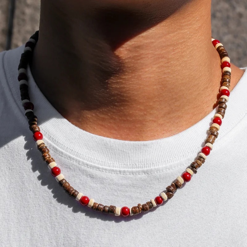 Men'S Vacation Accessories - قلادة خرز خشبية بوهيمية للرجال، خرز