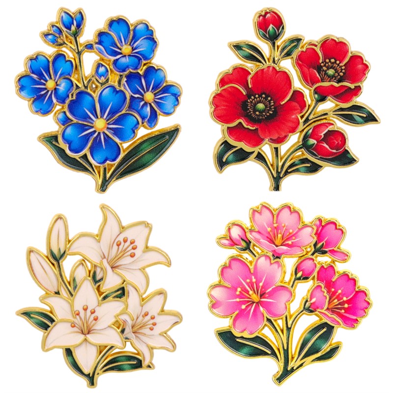 Lapel Pin Enamel - دبوس زخرفي مينا ملون بنمط زهور