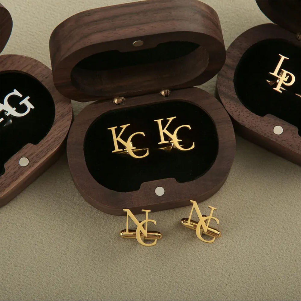 Cufflink Box Set - أزرار أكمام مخصصة بحرف الأول من