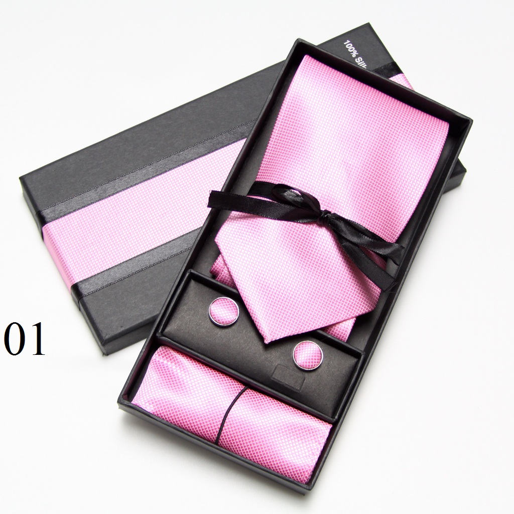 طقم ربطة عنق صلبة مع علبة، أزر - مراجعة Cufflink Box Set وسعره
