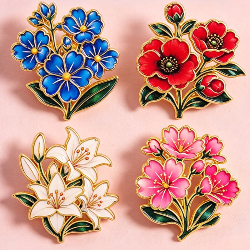 دبوس زخرفي مينا ملون بنمط زهور - مراجعة Lapel Pin Enamel وسعره