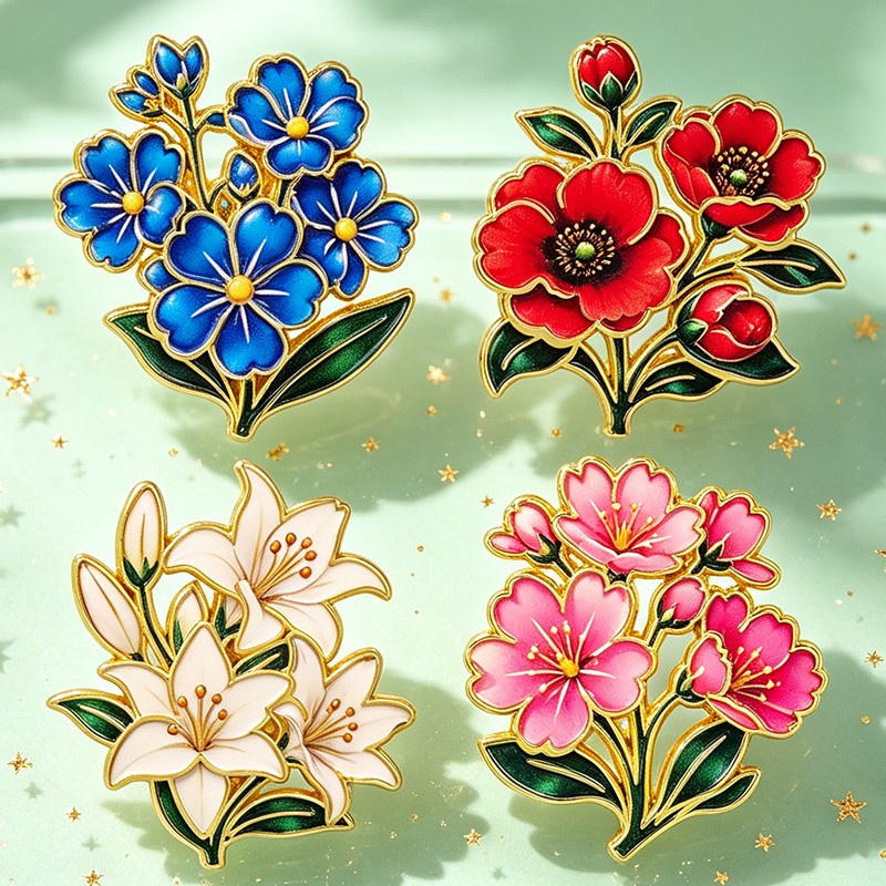 دبوس زخرفي مينا ملون بنمط زهور - مراجعة Lapel Pin Enamel وسعره